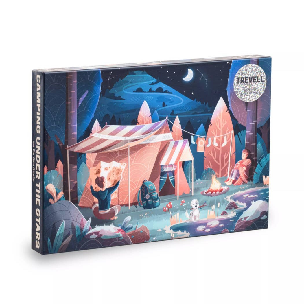 1000 Piece Jigsaw Puzzle of Starry Night Camping Scene - Perfect for Family Game Night & Relaxation Activities