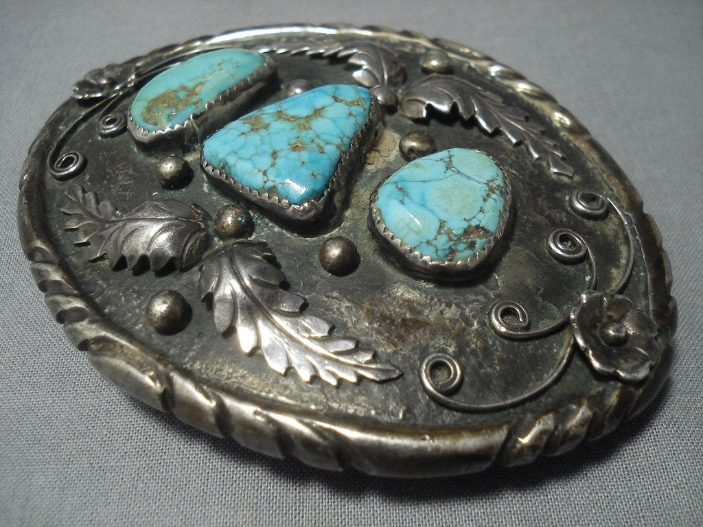 151 Gram Vintage Navajo Turquoise Sterling Silver Native American Jewelry Buckle - Authentic Old West Style for Belt & Hat Decoration