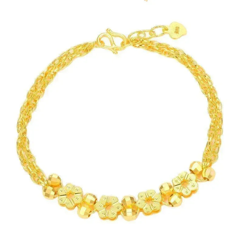 24K Pure Gold Bracelet for Women - 999 Solid Real Gold Bangle with Elegant Floral Design, Romantic & Classic Jewelry Gift for Her | Perfect for Anniversaries, Weddings & Special Occasions