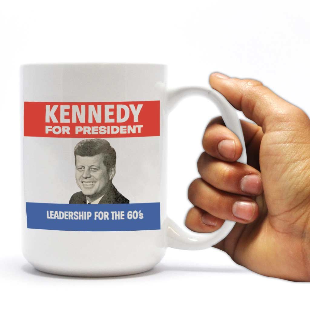 VictoryStore JFK 1960 Presidential Ceramic Coffee Mug - 15oz White Gift Mug for Tea & Hot Drinks - Perfect for Office, Home & Collectors