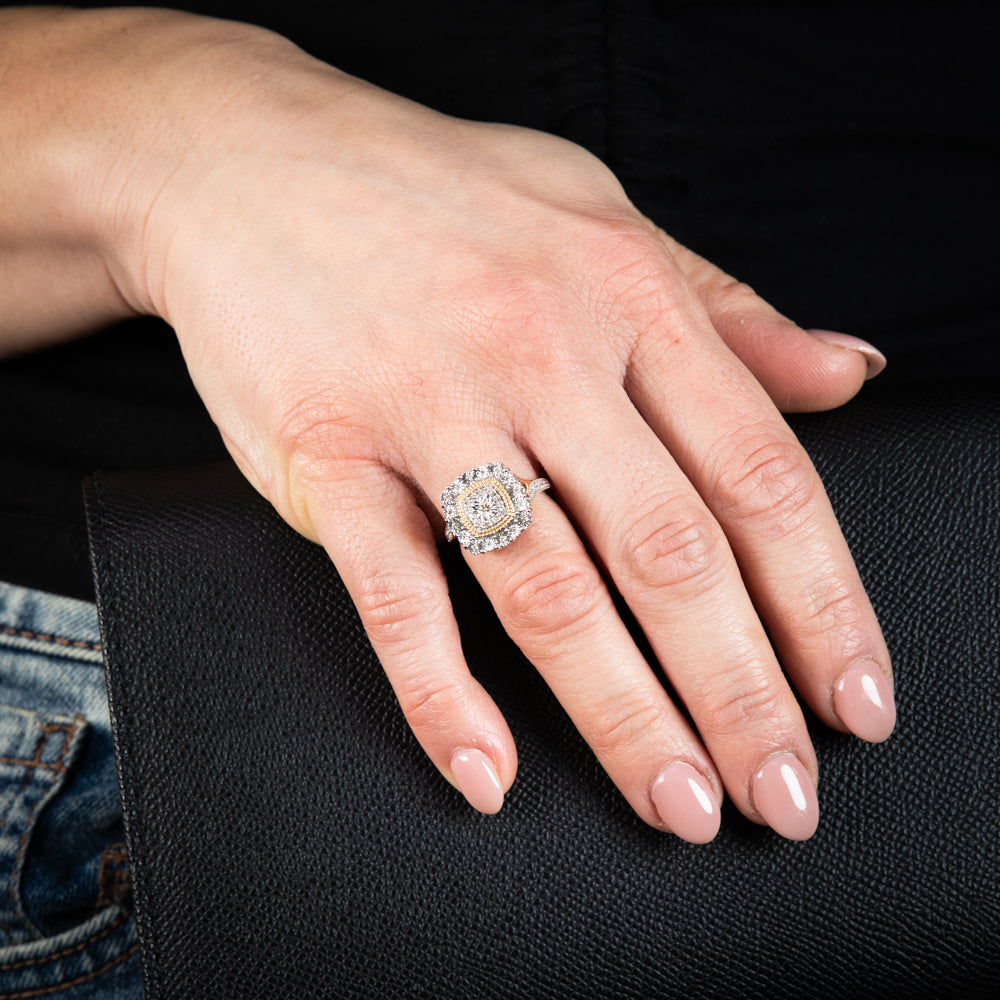 9ct Yellow Gold 1/6 Carat Diamond Dress Ring for Women - Elegant Wedding, Engagement & Evening Party Jewelry Gift