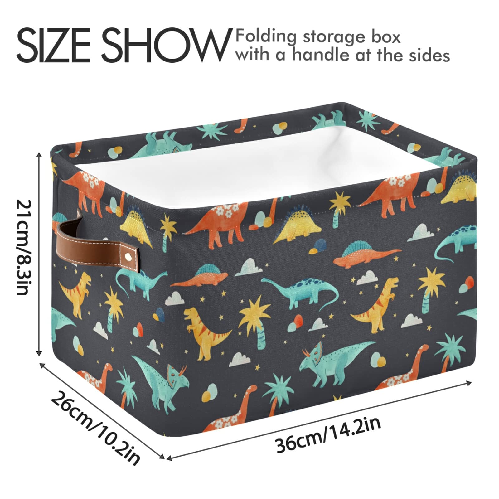 ALAZA Waterproof Dinosaur Toy Storage Basket - Set of 2 Cute Nursery Organizer Bins (14.2x10.2x8.3 Inches) for Baby Shower Gifts, Kids Room Decor & Playroom Organization - RB432