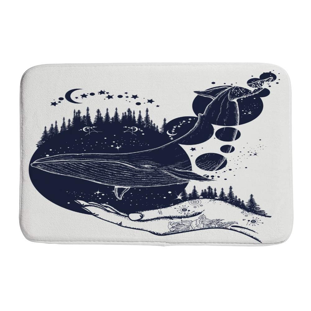 Non-Slip Bath Rug Mats - Ultra Absorbent Coral Fleece Shower Mat for Tub, Bathroom & Home Decor | Machine Washable, Anti-Skid Floor Protection | Perfect for Bathrooms, Showers & Whale-Themed Kids' Rooms
