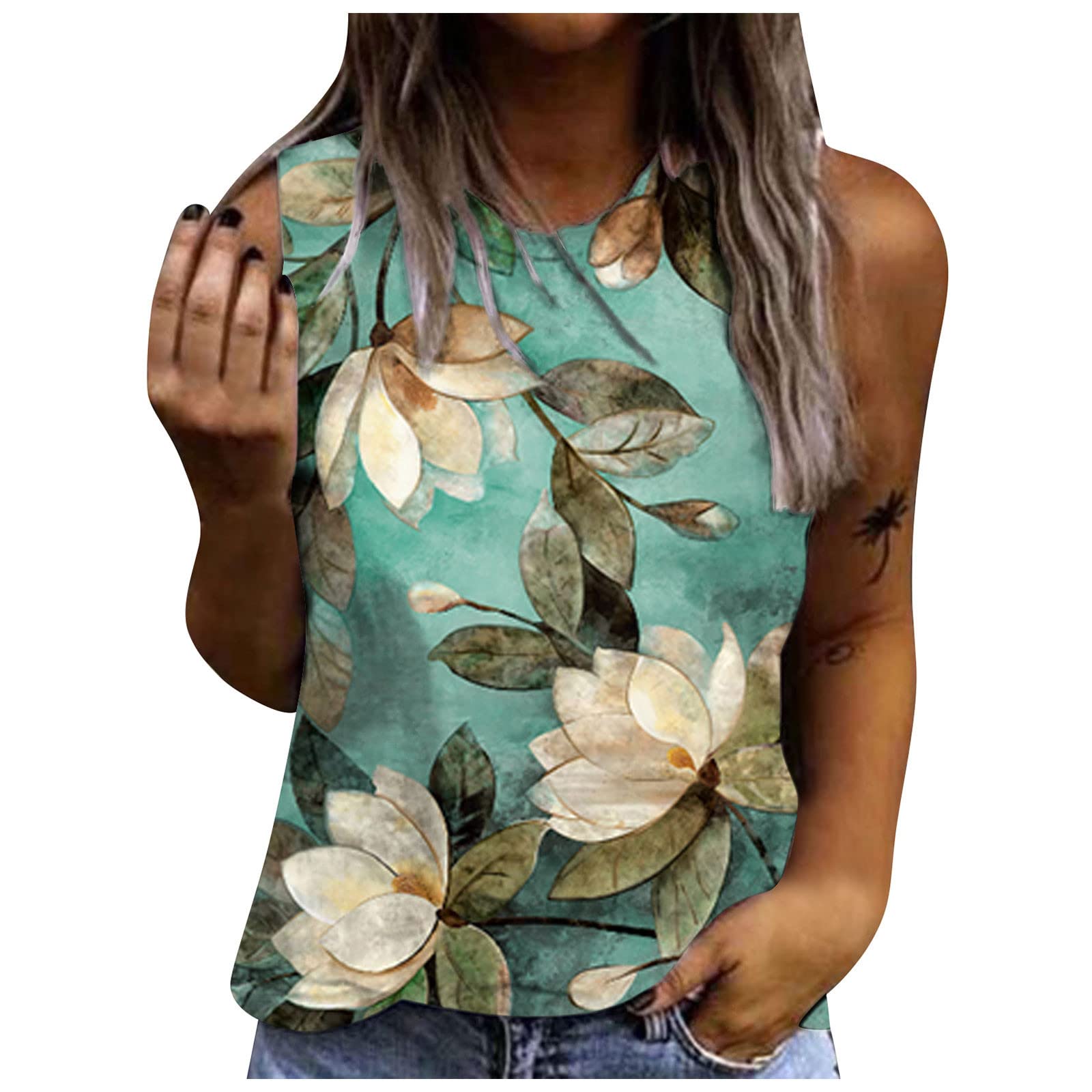 Women's Sleeveless Yoga Tank Tops - Breathable Round Neck Summer Shirts for Workout & Casual Wear | Loose Fit Athletic Tops for Gym, Running & Beach