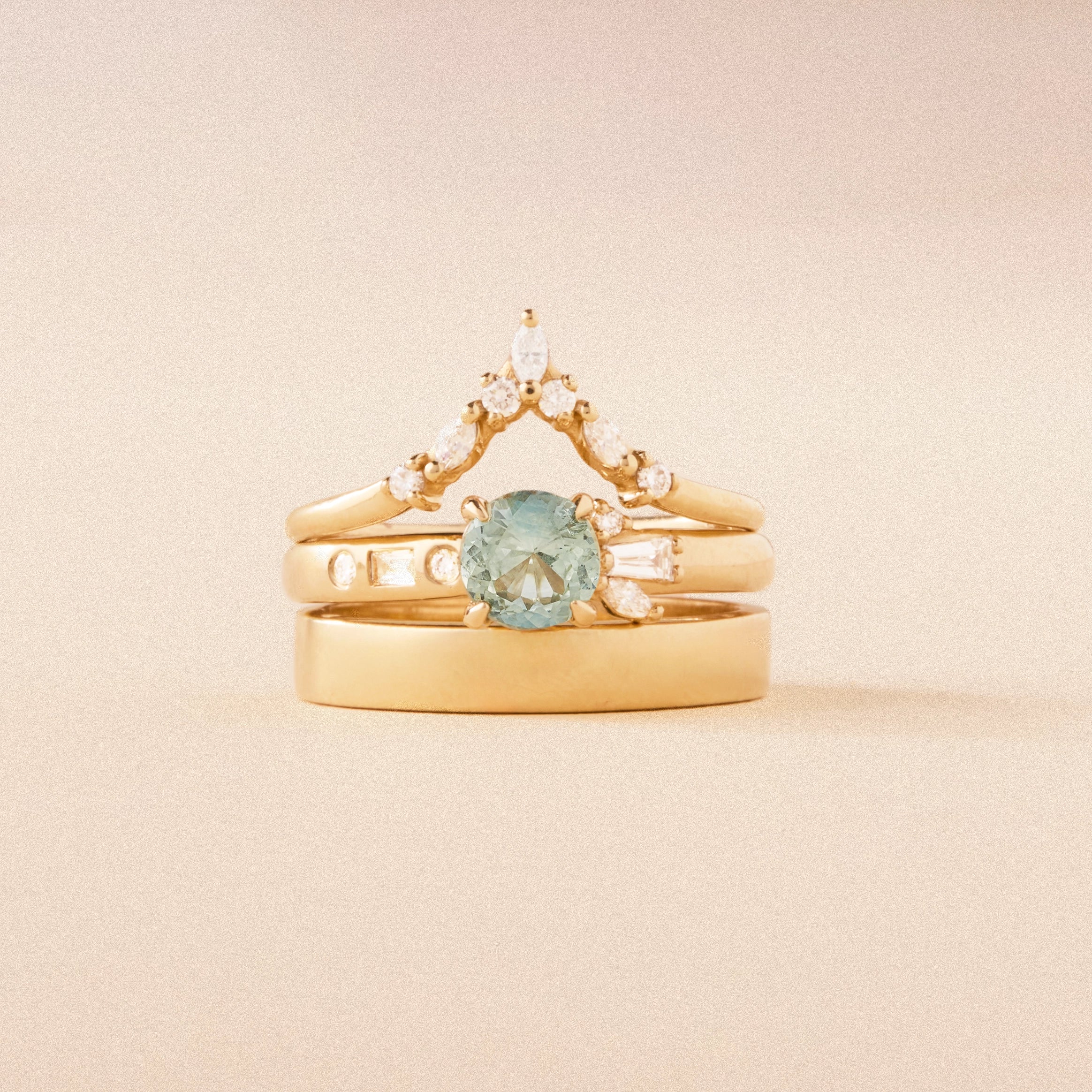 Unique Wild Lover’s Path Ring - 14K Yellow Gold with Round Sapphire Gemstone | Perfect for Anniversary Gifts, Engagement & Romantic Occasions