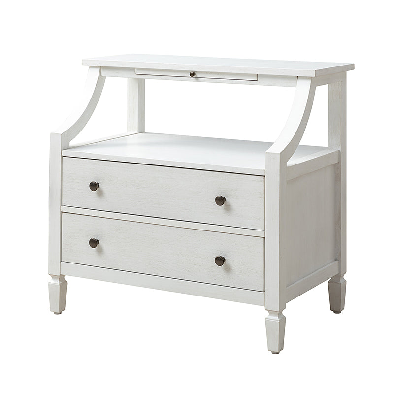 Grace 2-Drawer Nightstand with USB Charging Ports & Power Outlets - Modern Bedside Table for Bedroom, Living Room & Office Use