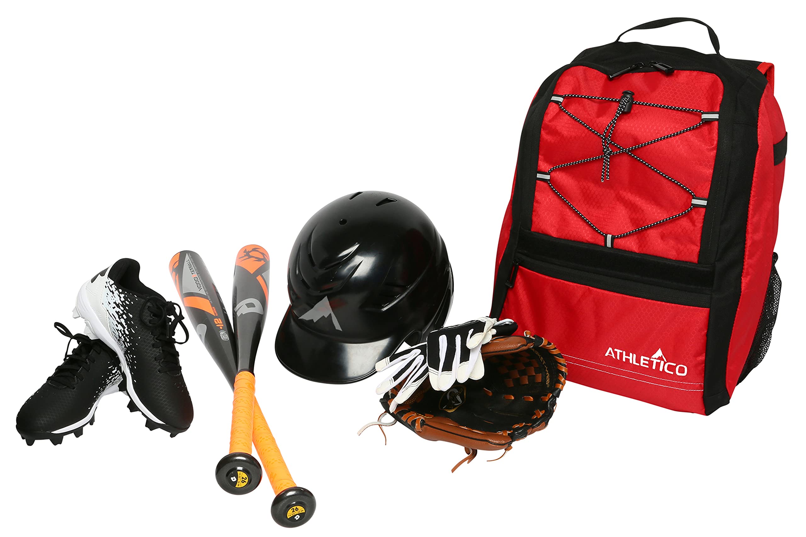 Athletico Youth Baseball Backpack - Durable Bat Bag for Baseball, T-Ball & Softball Equipment | Holds Bat, Helmet, Glove & Cleats | Fence Hook & Padded Straps | Perfect for Little League Games & Practice Sessions