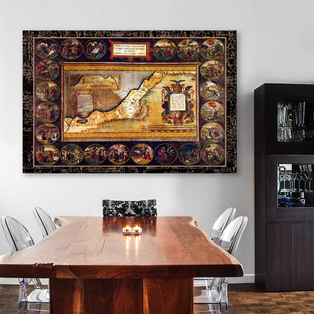 Wall26 Canvas Wall Art World Maps Pictures - 16x24 Inches Framed Prints for Bedroom, Living Room, Office & Home Decorations
