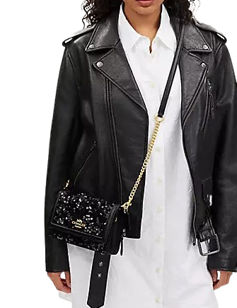 Coach Leather Flap Crossbody Bag for Women - Stylish Shoulder Purse with Adjustable Strap, Perfect for Work, Travel & Everyday Use