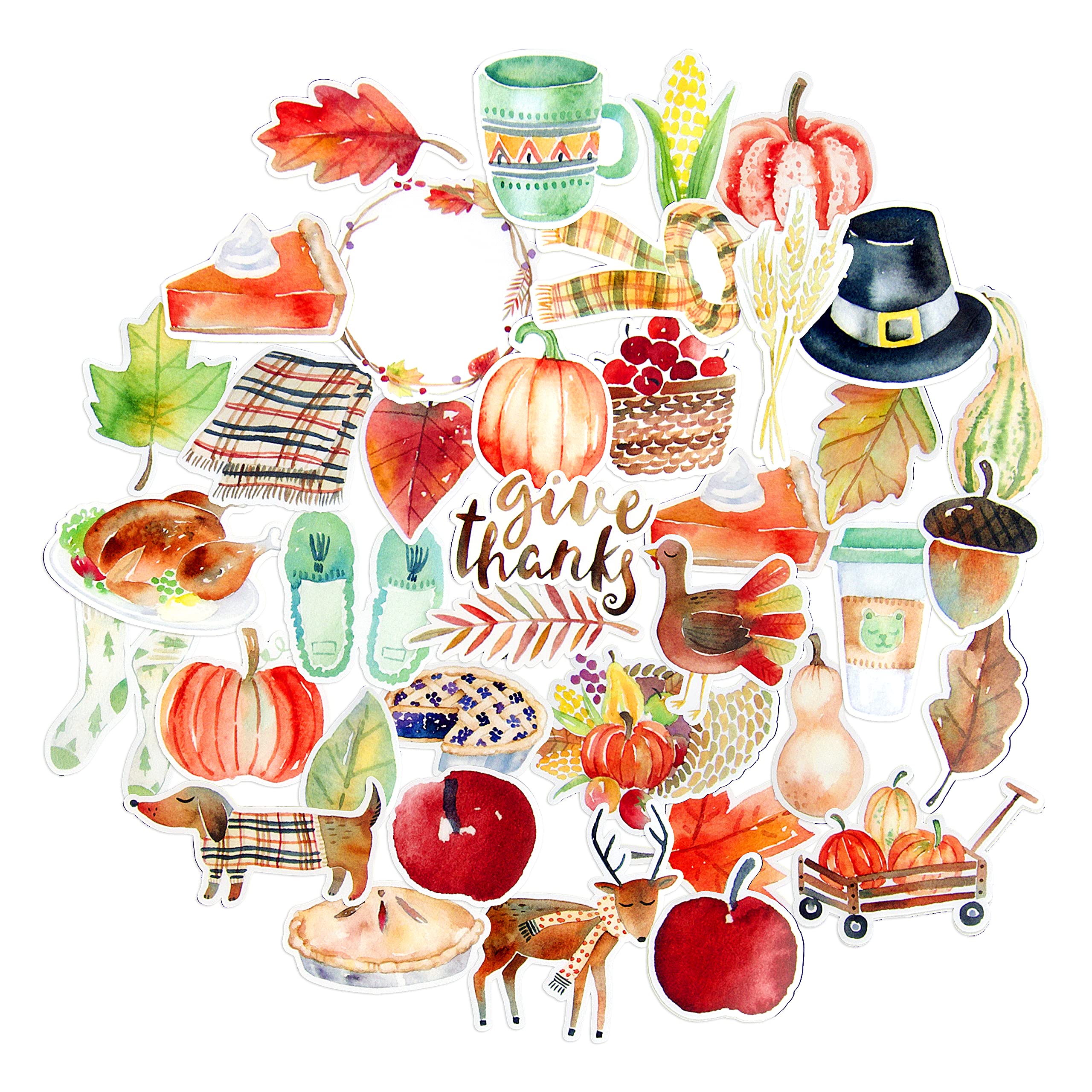 Navy Peony Cozy Thanksgiving Stickers (38 Pack) - Small, Cute, Waterproof & Durable Autumn Decals for Water Bottles, Laptops, Scrapbooks | Perfect for Fall Decor, DIY Crafts & Gift Wrapping