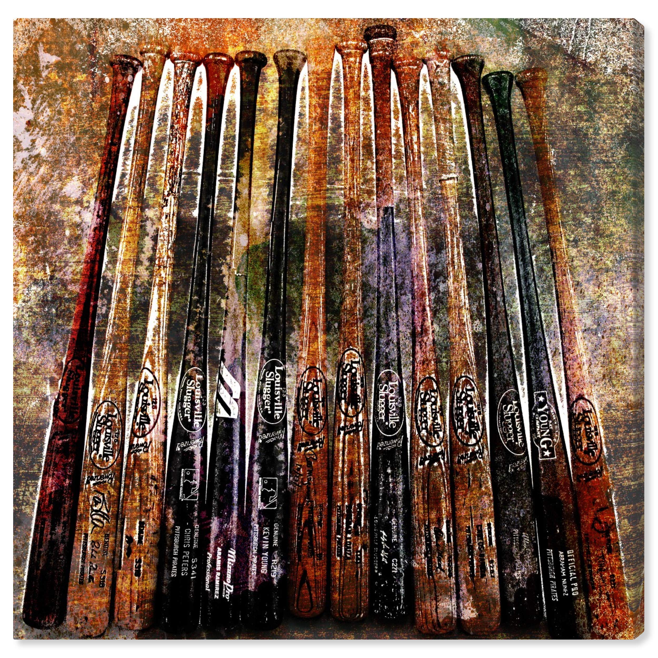 Oliver Gal Artist Co. 'Batstack' Boys Sports Wall Art Canvas Prints - Baseball Themed Home Décor for Bedroom, Game Room & Man Cave