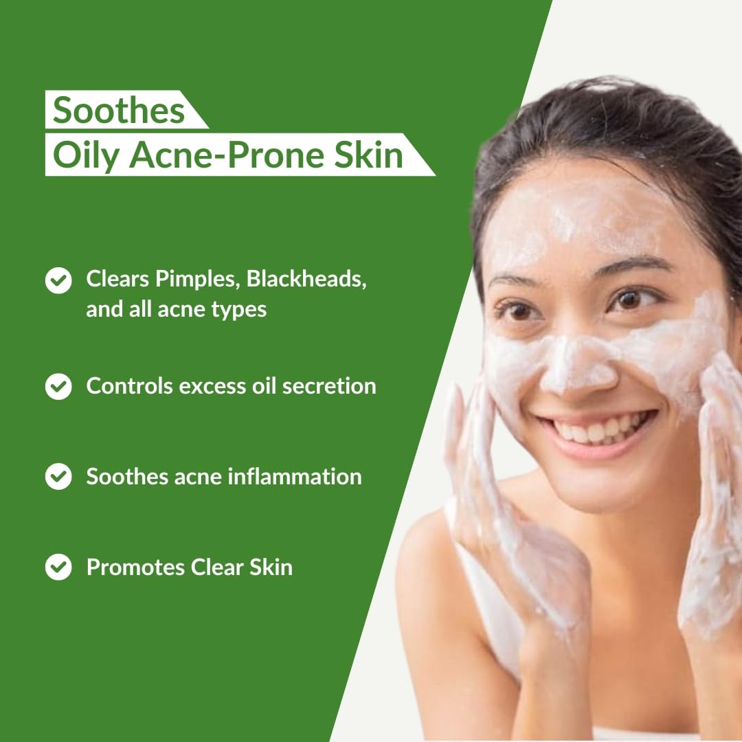 Grewaa Pimple Fighter Soap - 100% Natural Acne Treatment for Face & Body with Basil, Neem & Tea Tree Oil | Clears Oily Skin, Reduces Back Acne & Bumps on Buttocks & Arms | Gentle Daily Cleanser for Teens & Adults (75g) | Perfect for Shower, Gym & Post-Workout Skincare Routine