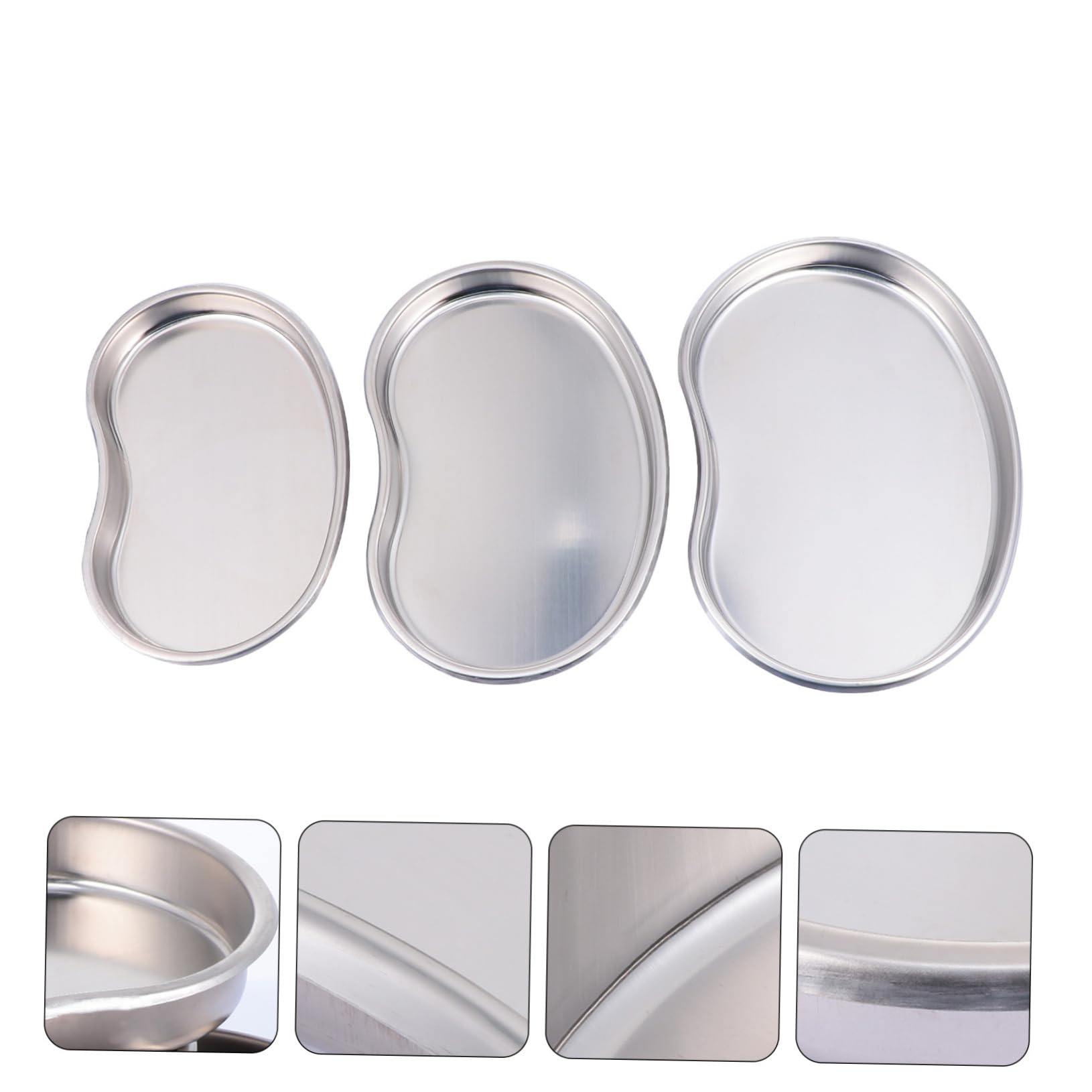 3-Piece Stainless Steel Dental Tray Set - Kidney Dish & Mayo Tray for Medical Clinics, Labs & Dental Offices | Durable Metal Instrument Trays for Surgical Tools, Experiments & Dental Procedures