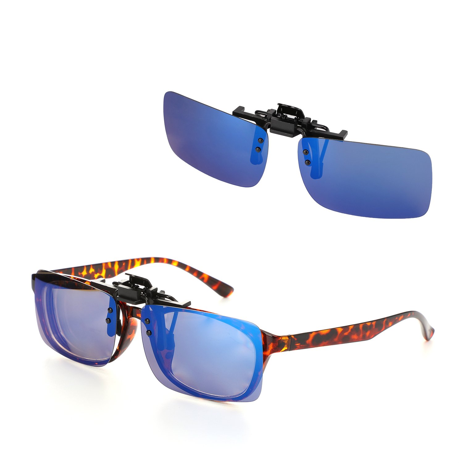 Polarized Clip-On Sunglasses 2 Pack – UV Protection Flip-Up Sunglasses for Prescription Glasses | Lightweight Rimless Design for Men & Women | Perfect for Driving, Fishing & Outdoor Activities