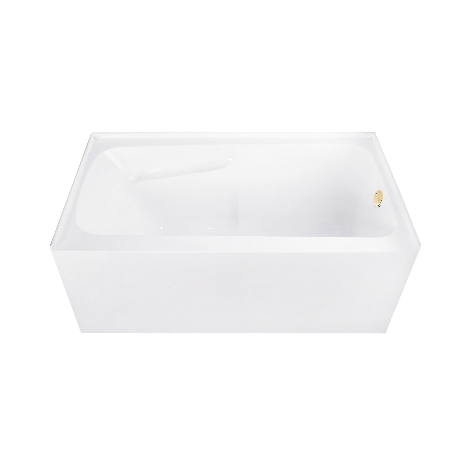 Aqua Eden 54 Inch Acrylic Rectangular 3 Wall Alcove Bathtub with Armrests - Right Hand Drain, Glossy White & Polished Brass - Perfect for Modern Bathroom Renovations and Spa-Like Relaxation