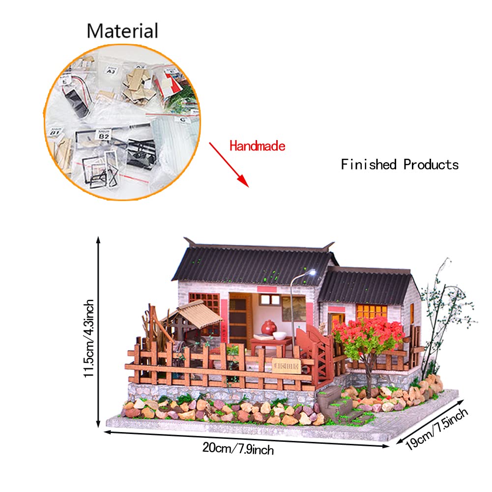 DIY Miniature Dollhouse Kit - Chinese Country Garden Building Model, Handmade Educational Craft Toy for Adults & Teens | Perfect for Home Decor, Gifts & Relaxation
