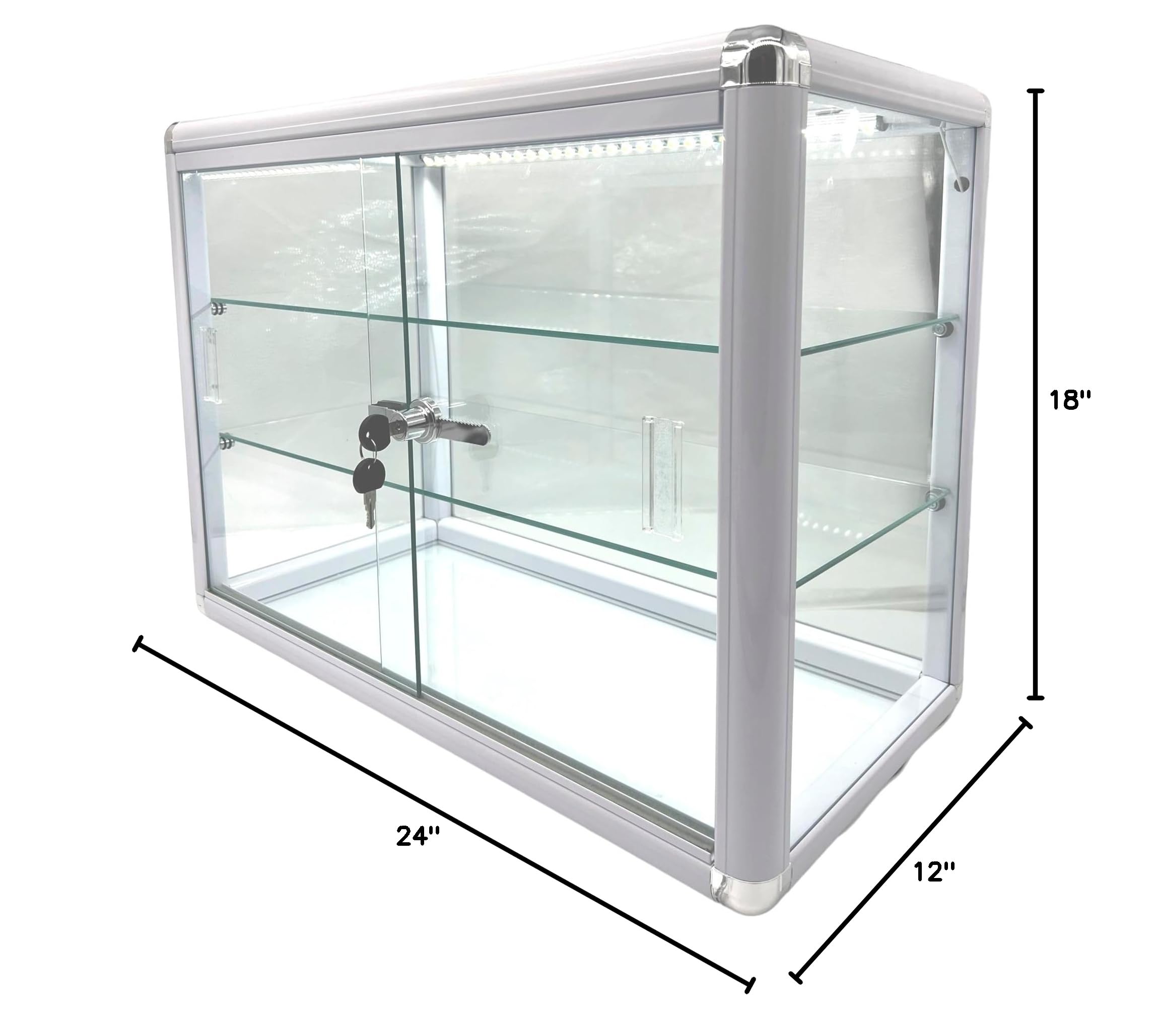 White & Black Countertop Glass Display Showcase with LED Lighting Option - Perfect for Retail Stores, Bakeries & Jewelry Displays
