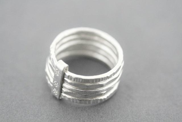 5 in 1 Silver Stacker Rings for Women - Adjustable Minimalist Stackable Rings Set - Perfect for Layering, Everyday Wear & Gift Giving