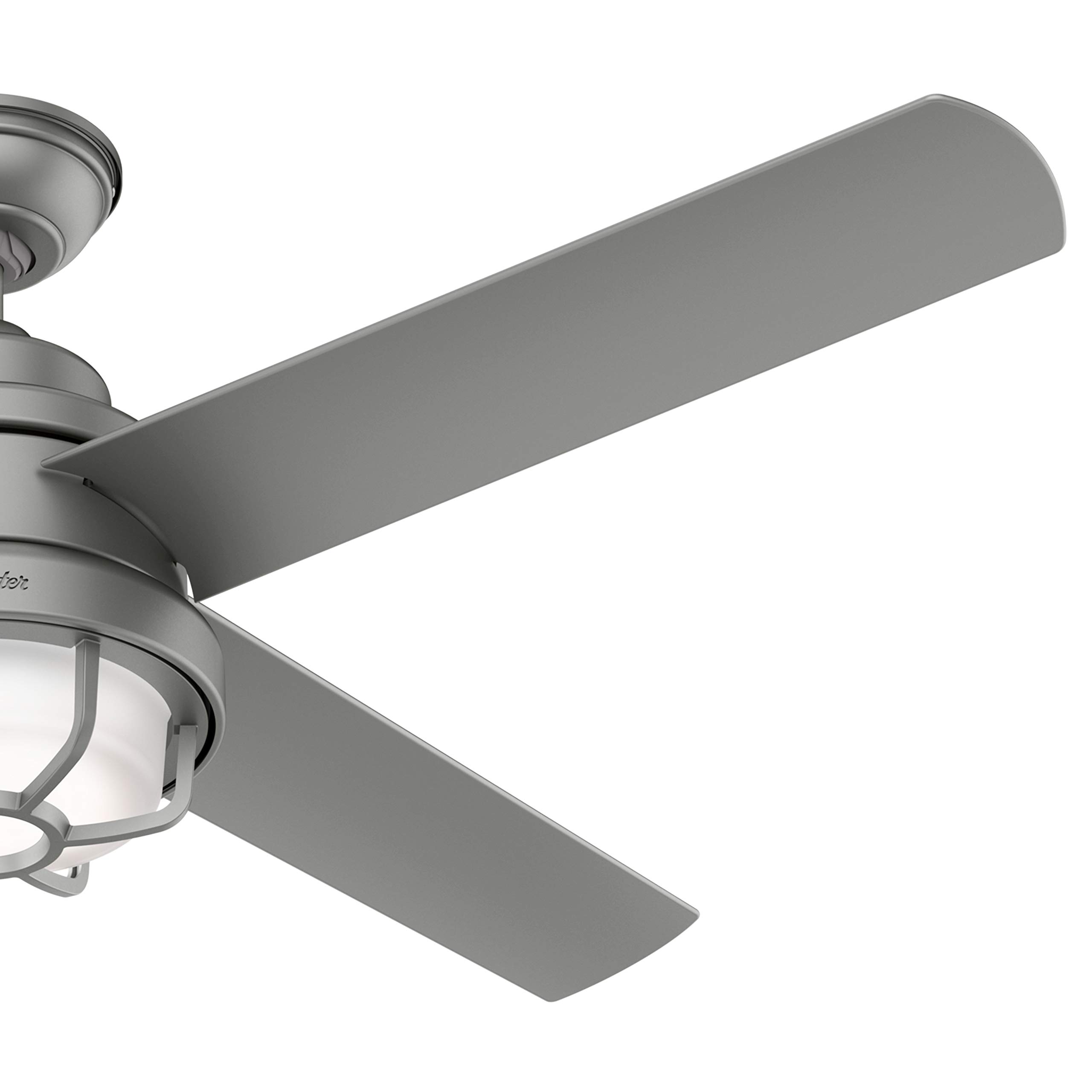 Hunter Fan 54 Inch Matte Silver Outdoor Ceiling Fan with LED Light Kit - Modern Contemporary Design for Patio, Deck & Covered Porch (Renewed)