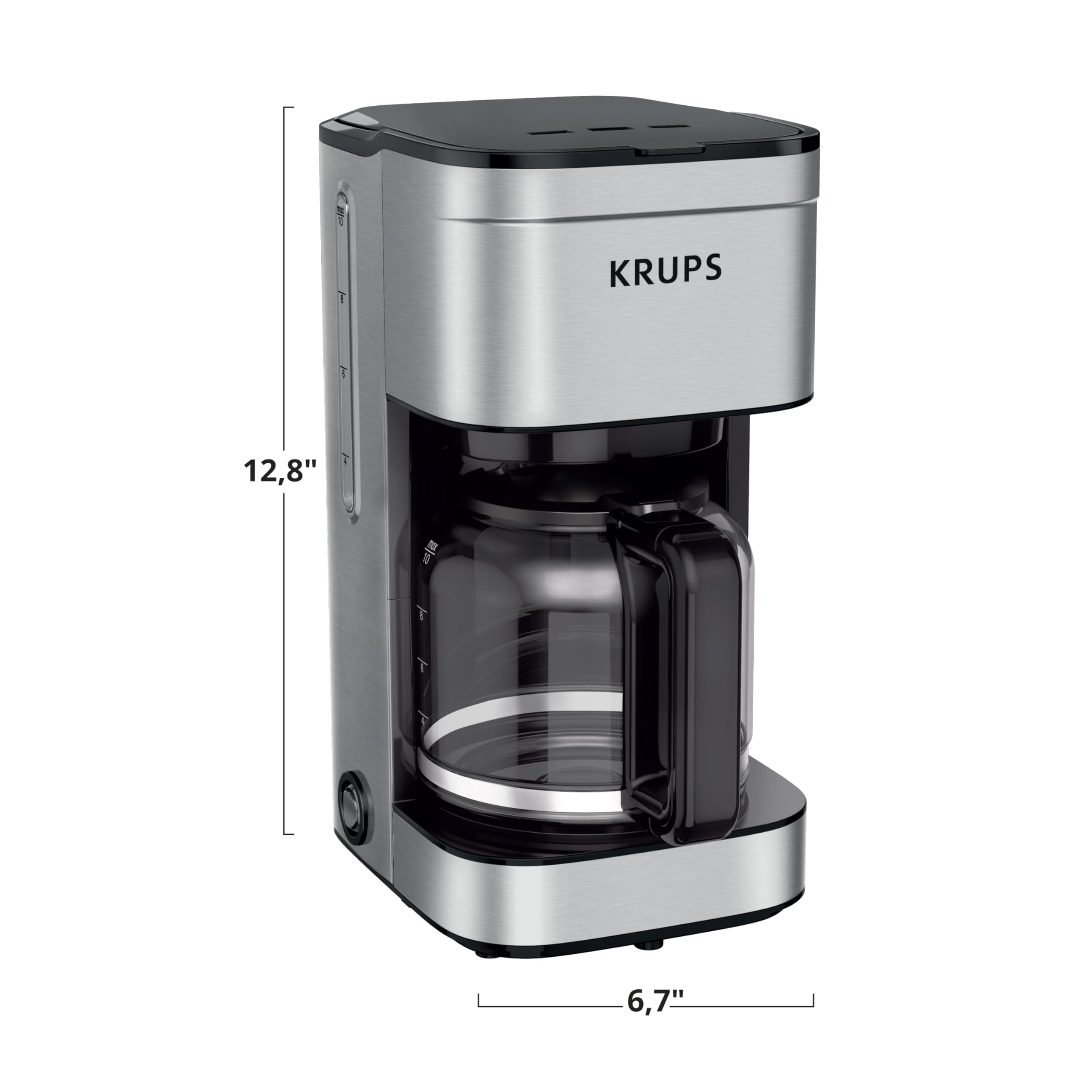 KRUPS 10-Cup Programmable Silver Drip Coffee Maker - Fast Brewing for Home, Office & Restaurants | Perfect for Morning Coffee & Entertaining Guests