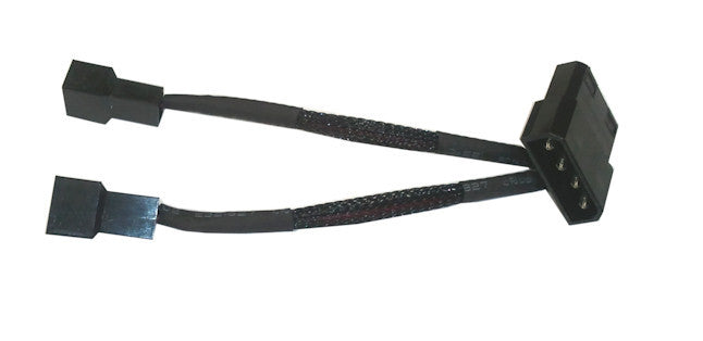 Mini 4 Pin to Dual 3 Pin Sleeved Cable Adapter - High Quality PC Power Supply Connector for Computer Builds and Custom Wiring