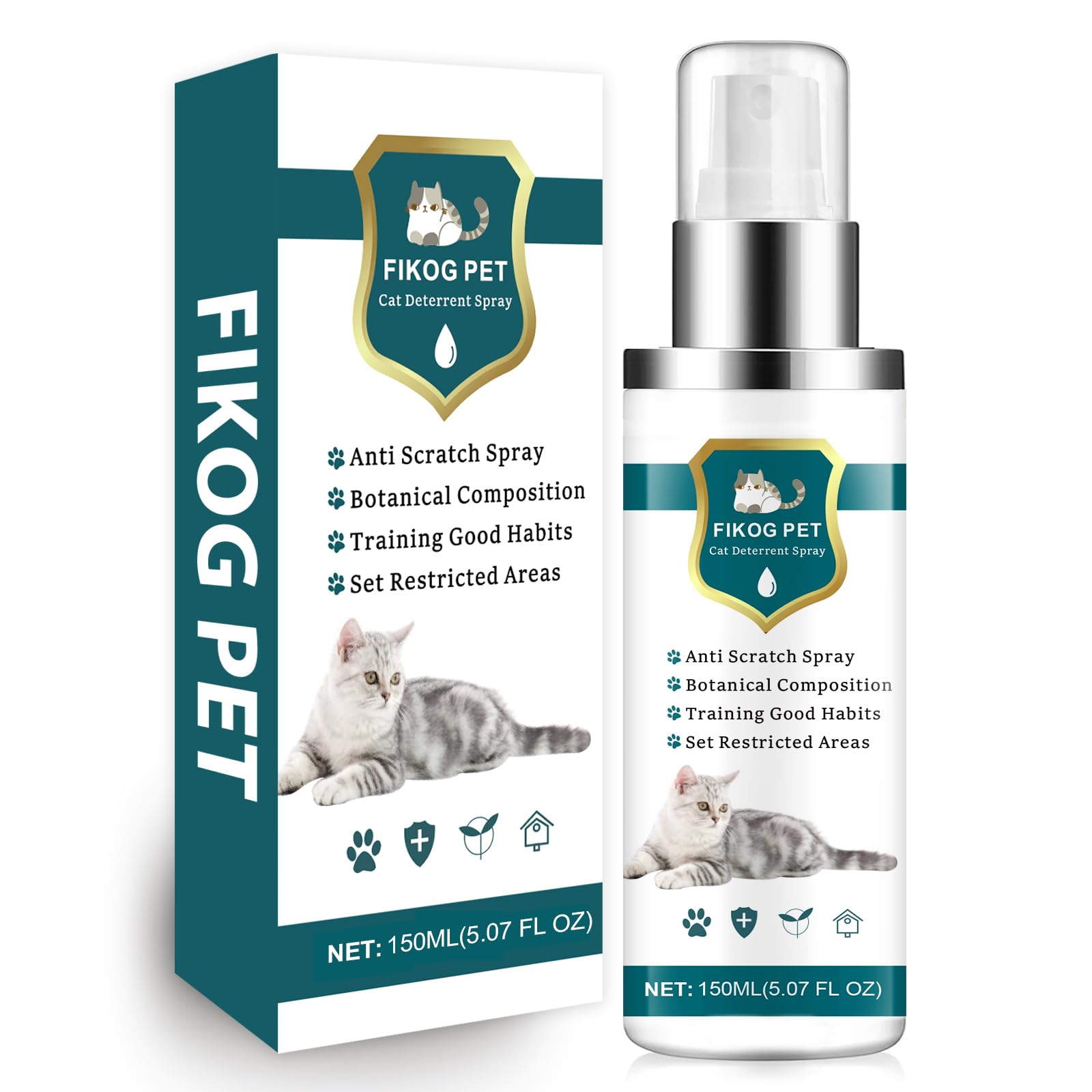 Natural Cat Repellent Spray - Indoor & Outdoor Cat Deterrent for Furniture Protection | Effective Training Aid to Stop Scratching on Sofas, Rugs, Curtains | Safe for Kittens & Cats | Perfect for Home, Garden & Pet Training