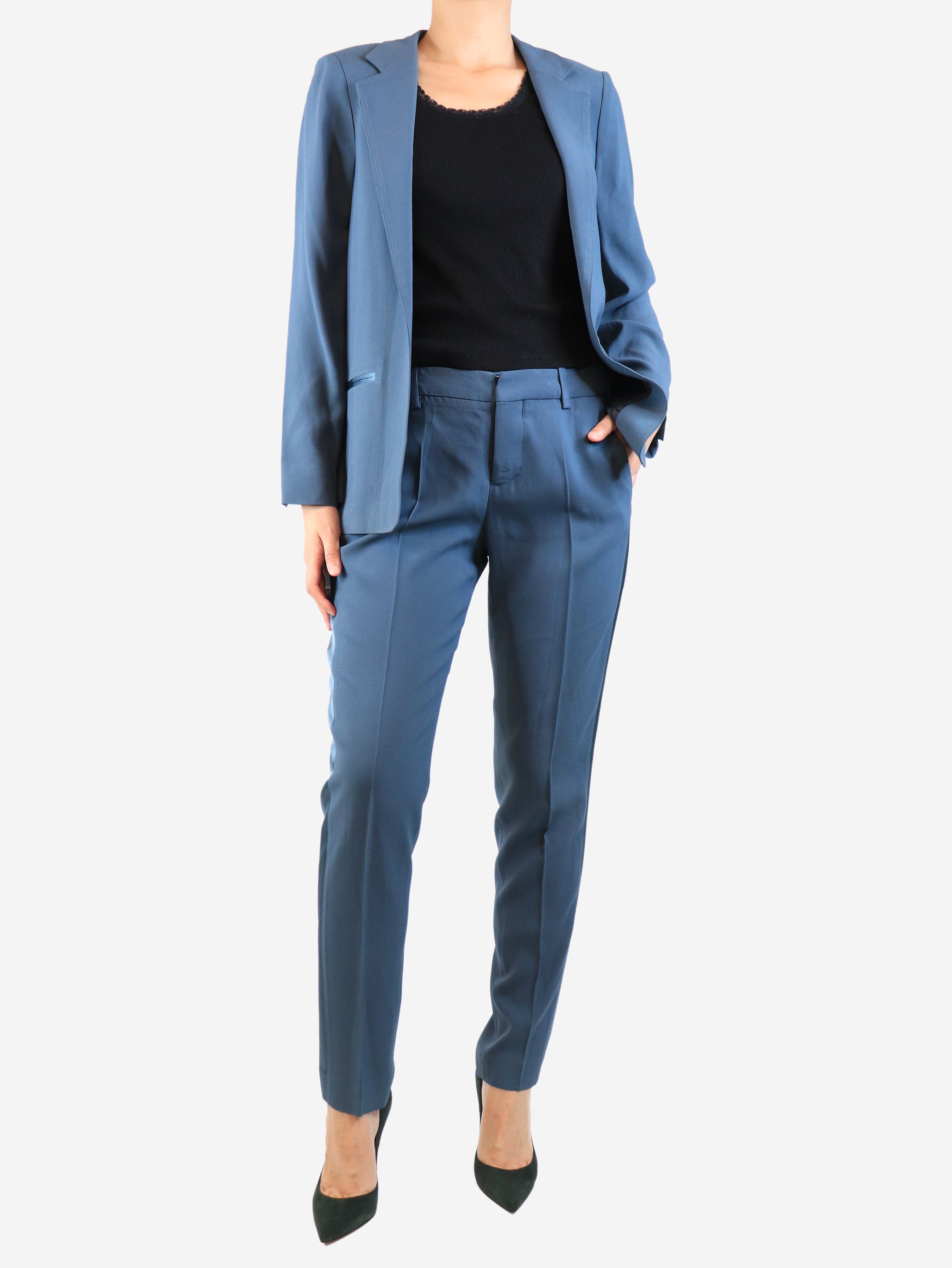 Stylish Blue Two Piece Suit Set for Women - UK Size 10 | Formal Office Wear & Business Attire for Professional Women
