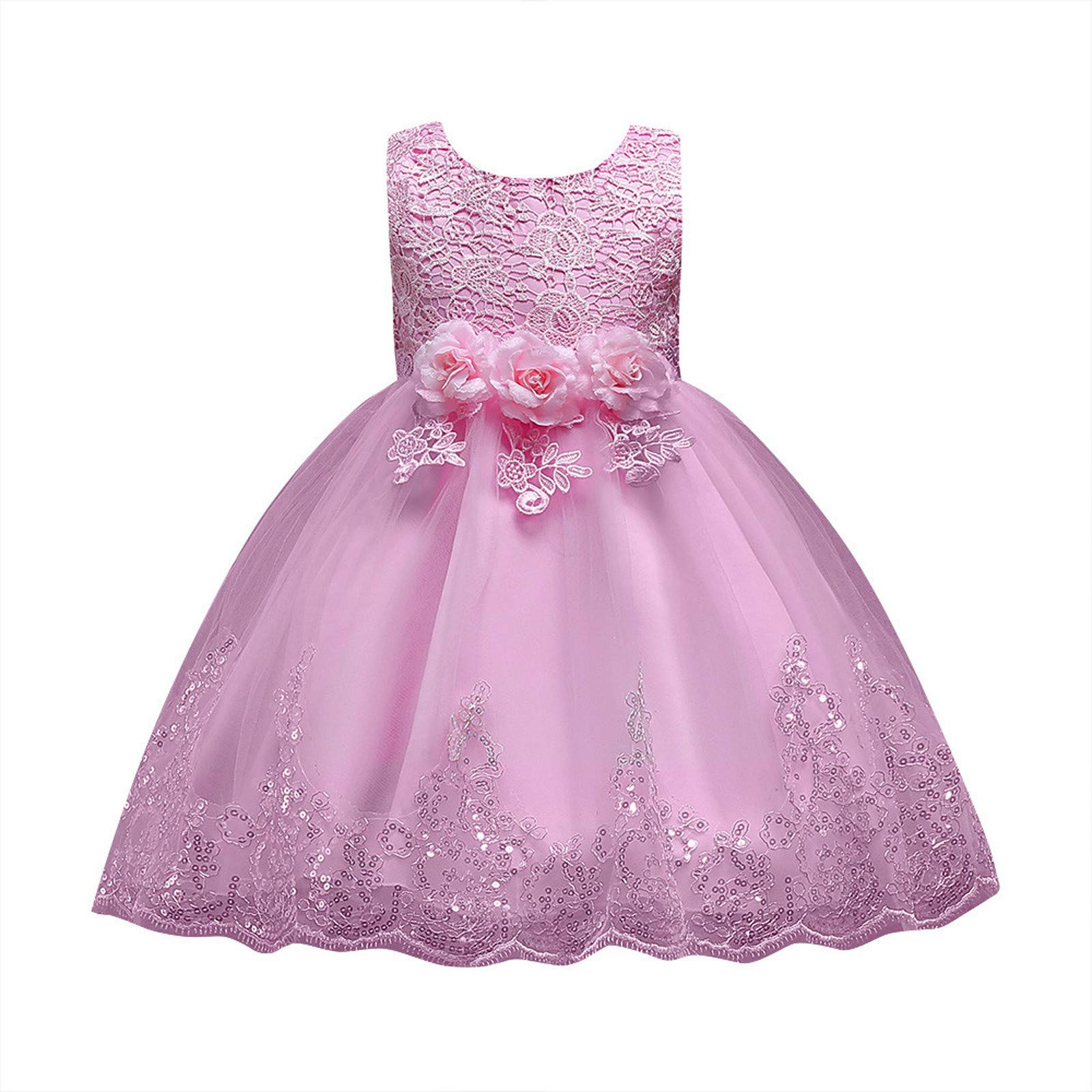 Baby Girls Christening Dress - Elegant Lace Embroidery Princess Gown for Wedding, Birthday & Pageant | Formal Occasion Baby Clothing for Christening, First Communion & Special Events