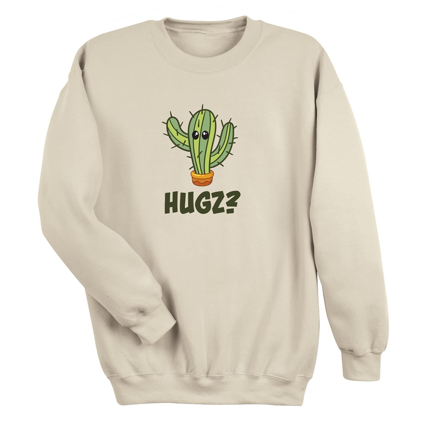 Funny Cactus Print Unisex Sweatshirt - Soft & Comfortable Sand Color Pullover for Men & Women | Perfect for Casual Wear, Gifts, and Outdoor Activities