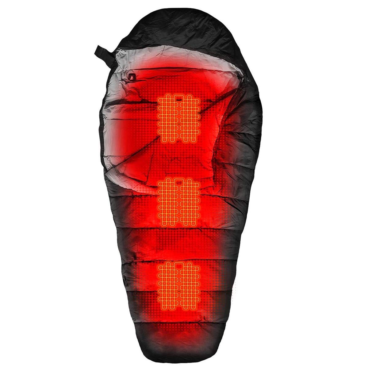 ActionHeat Electric Heated Sleeping Bag for Adults - Portable Mummy Style 5V Battery Powered Warm Sleeping Bag for Camping, Hiking & Winter Outdoor Activities in Cold Weather (Black) | Perfect for Backpacking, Hunting & Emergency Survival Gear