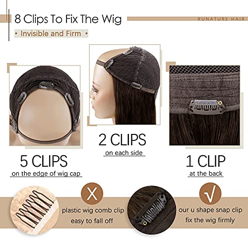 U Part Human Hair Wig 12-20 Inches | 100% Remy Human Hair Extensions | Natural Black & Brown Colors | Perfect for Daily Wear, Parties & Cosplay