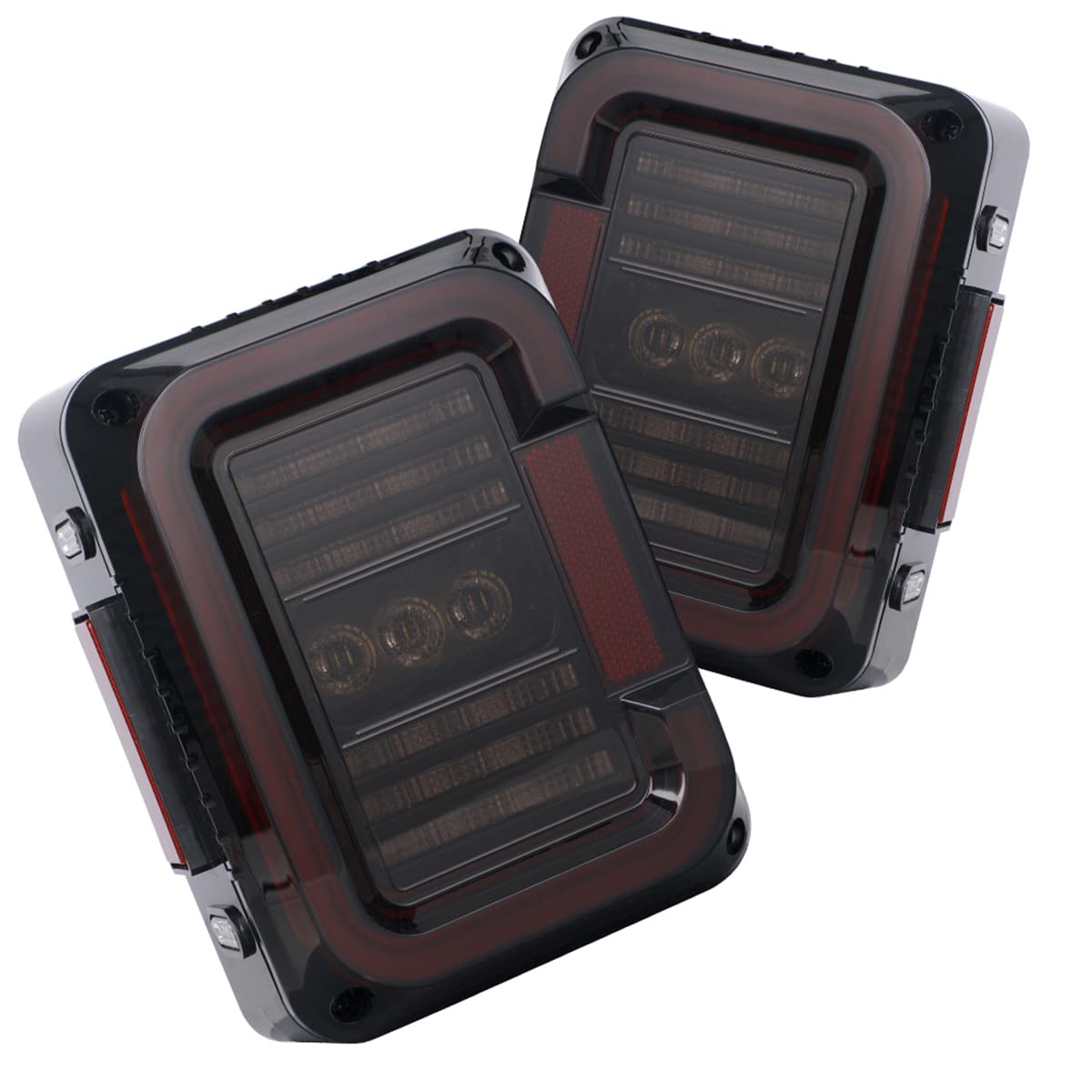 AUDEXEN Euro Version LED Tail Lights for Jeep Wrangler JK JKU 2007-2018 - Smoked Lens Pair - Upgrade Your Off-Road Vehicle for Night Driving & Adventure