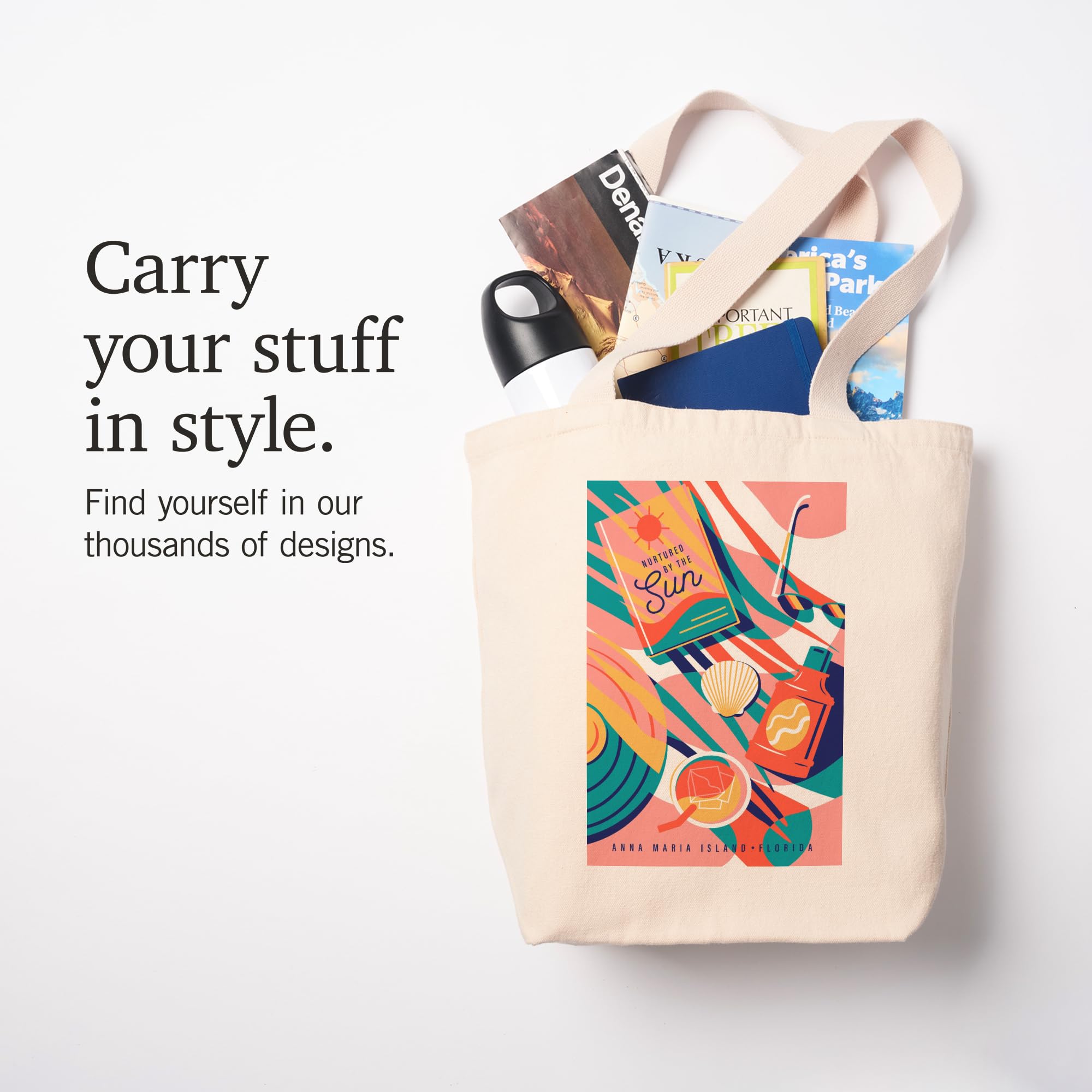 Lantern Press Anna Maria Island Florida Beach Bliss Collection - 100% Cotton Canvas Reusable Tote Bag for Beach, Shopping & Travel | Eco-Friendly Sun Nurtured Design