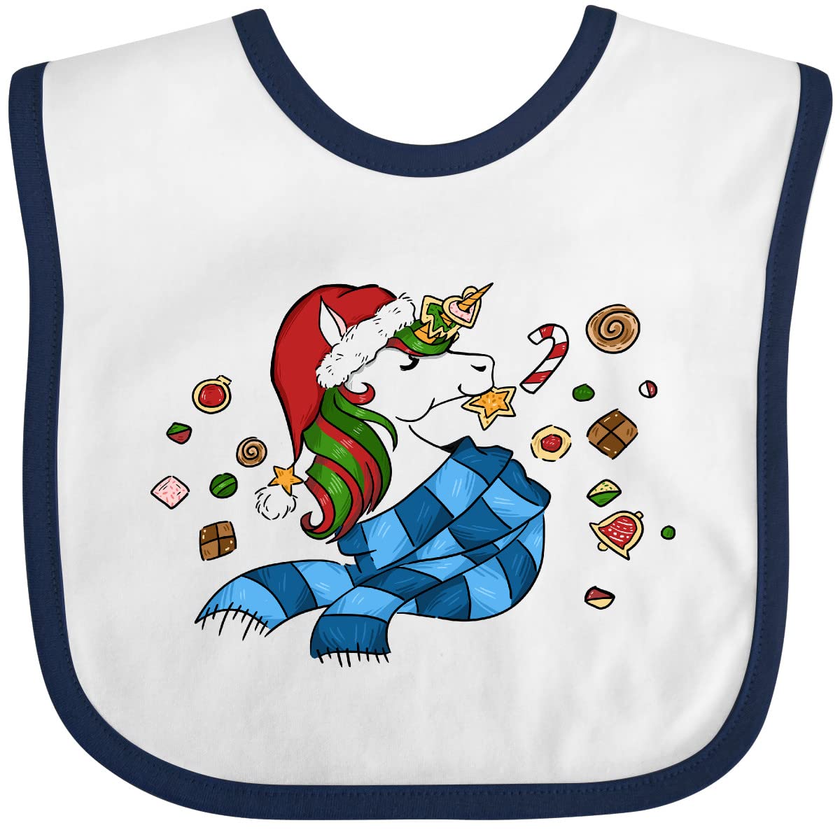 Cute Christmas Unicorn Baby Bib with Cookies for Holiday Gifting