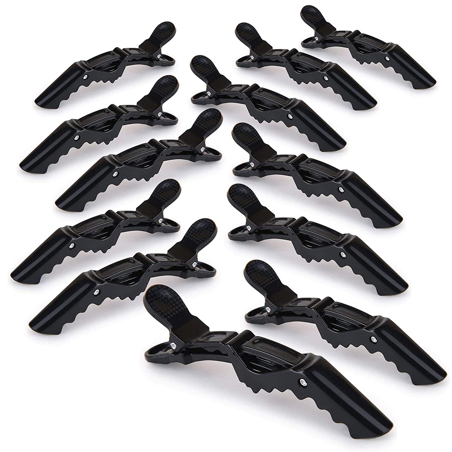 DEXO Professional Hair Sectioning Clips - 12-Pack Crocodile Black Plastic Hair Clips for Women, Styling & Hairdressing - Perfect for Salons, Home Use, and DIY Hairstyles
