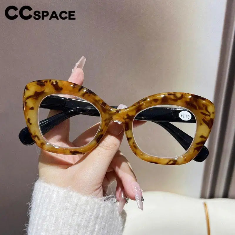 CCspace Unisex Full Rim Oval Thick Polycarbonate Reading Glasses 57478 | Blue Light Blocking | +1.0 to +4.0 Magnification | Perfect for Office Work, Reading & Computer Use