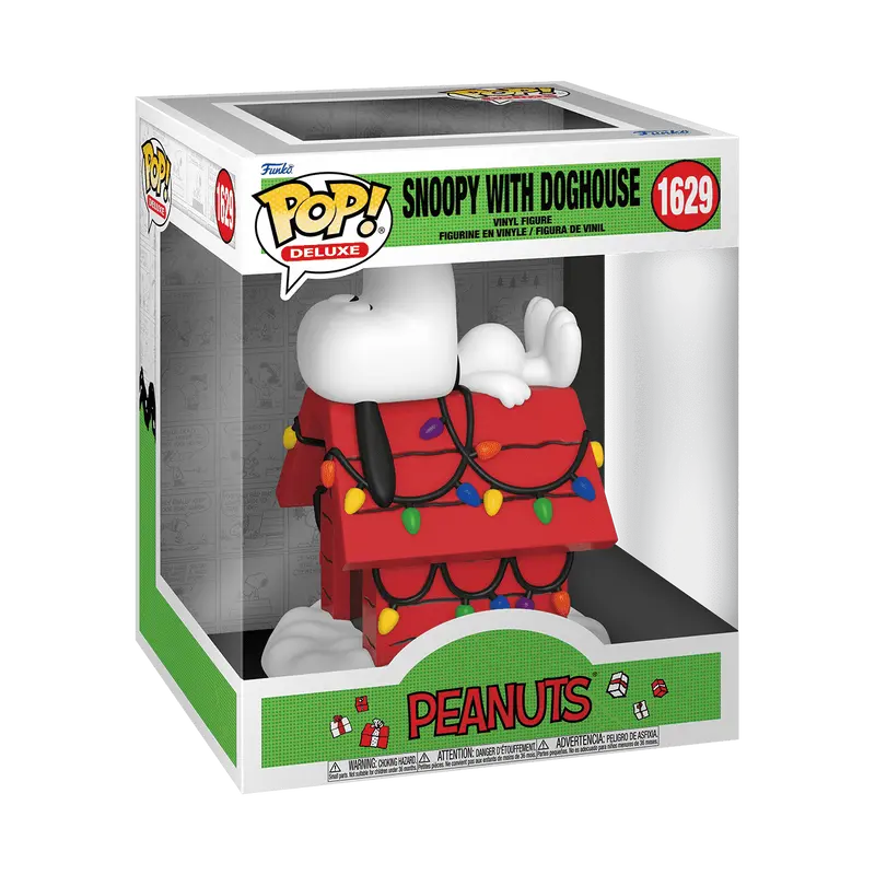 Funko POP! Holiday Deluxe Peanuts Snoopy & Doghouse Vinyl Figure - Christmas Collectible Gift for Fans, Home Decor & Office Display