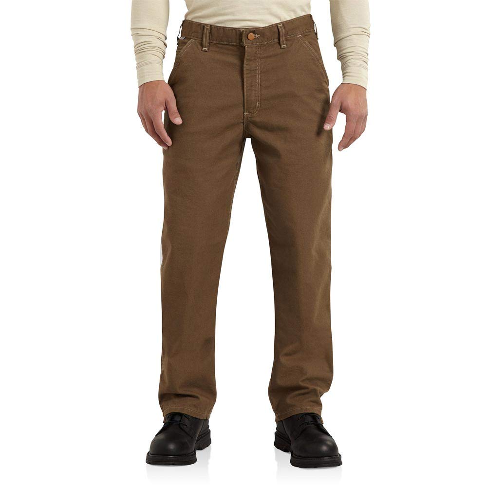 Carhartt Men's Flame Resistant Washed Duck Work Dungaree - Durable FR Work Pants for Construction, Welding & Industrial Safety | OSHA Compliant Workwear