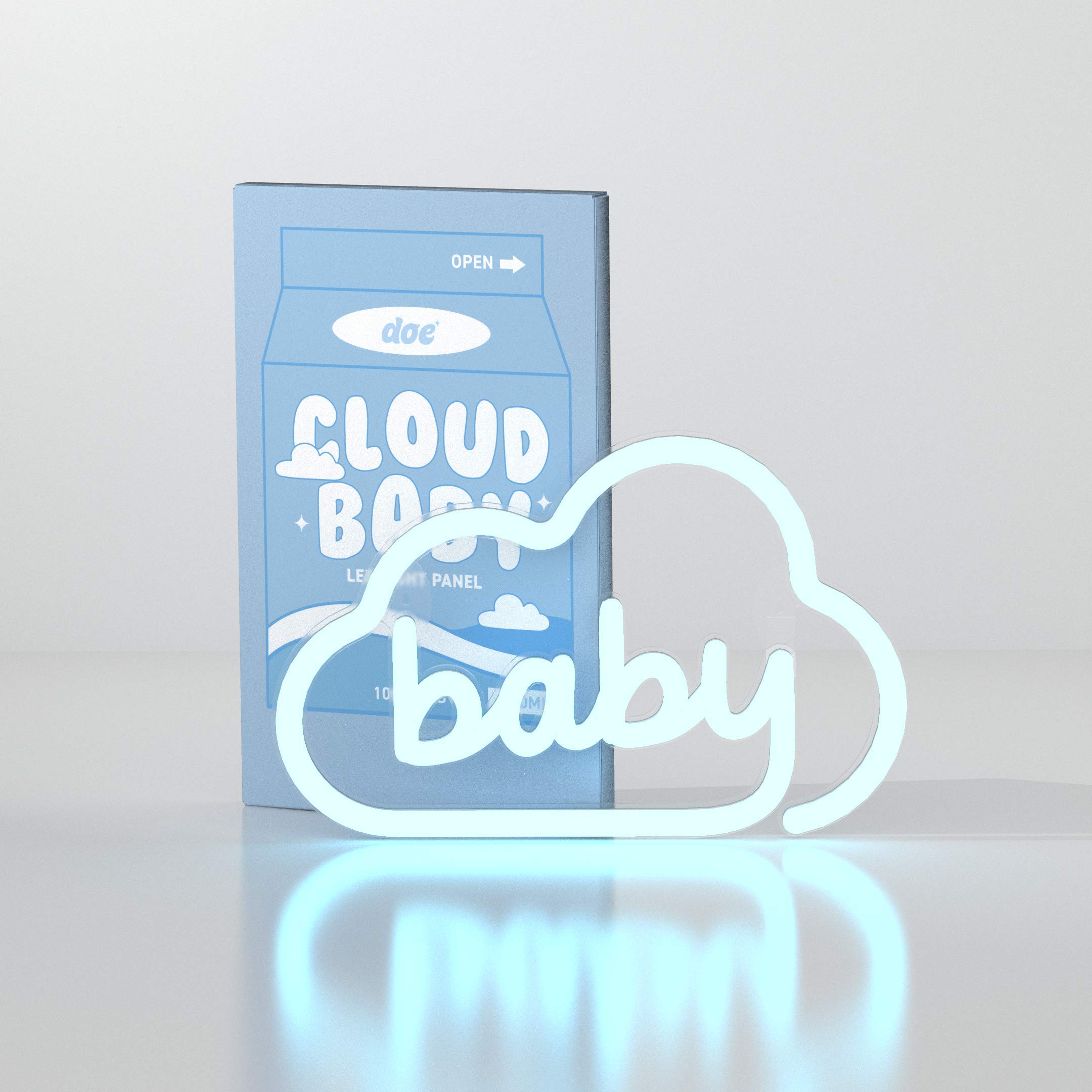 Doe Cloud Baby LED Neon Light Sign - Wall Hanging Decor for Home, Bedroom, Nursery, Kids Room & Living Room | Aesthetic Blue Night Light for Girls Room & Teen Decor | Perfect for Birthday Gifts, Nursery Lighting & Room Aesthetics