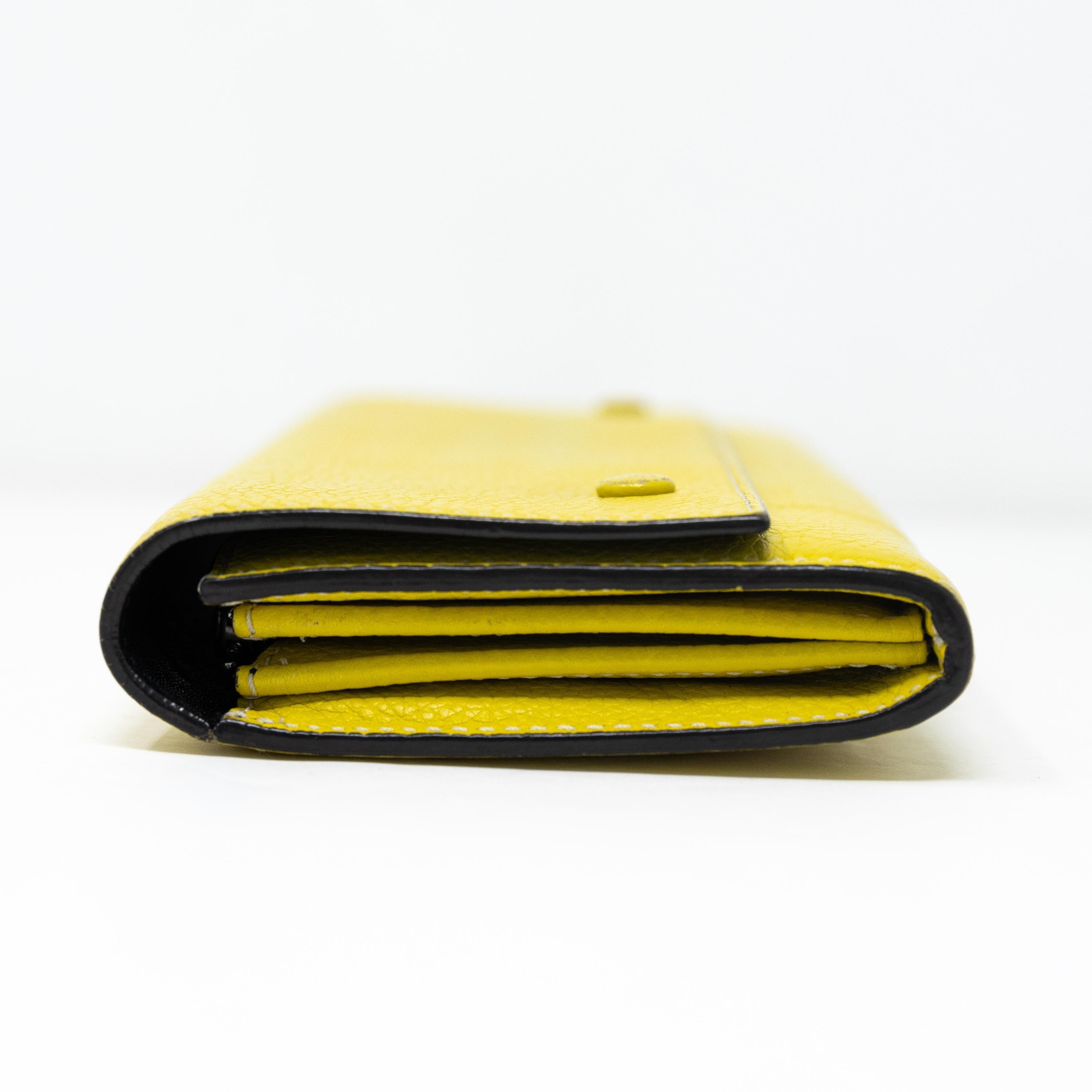 Celine Yellow Leather Long Wallet for Women - Stylish & Spacious Designer Wallet for Everyday Use & Travel