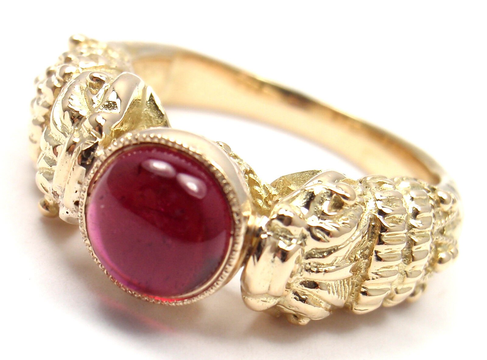 Authentic Zolotas Greece 18k Yellow Gold Pink Tourmaline Band Ring - Rare Vintage Jewelry for Women, Perfect for Weddings, Anniversaries & Special Occasions