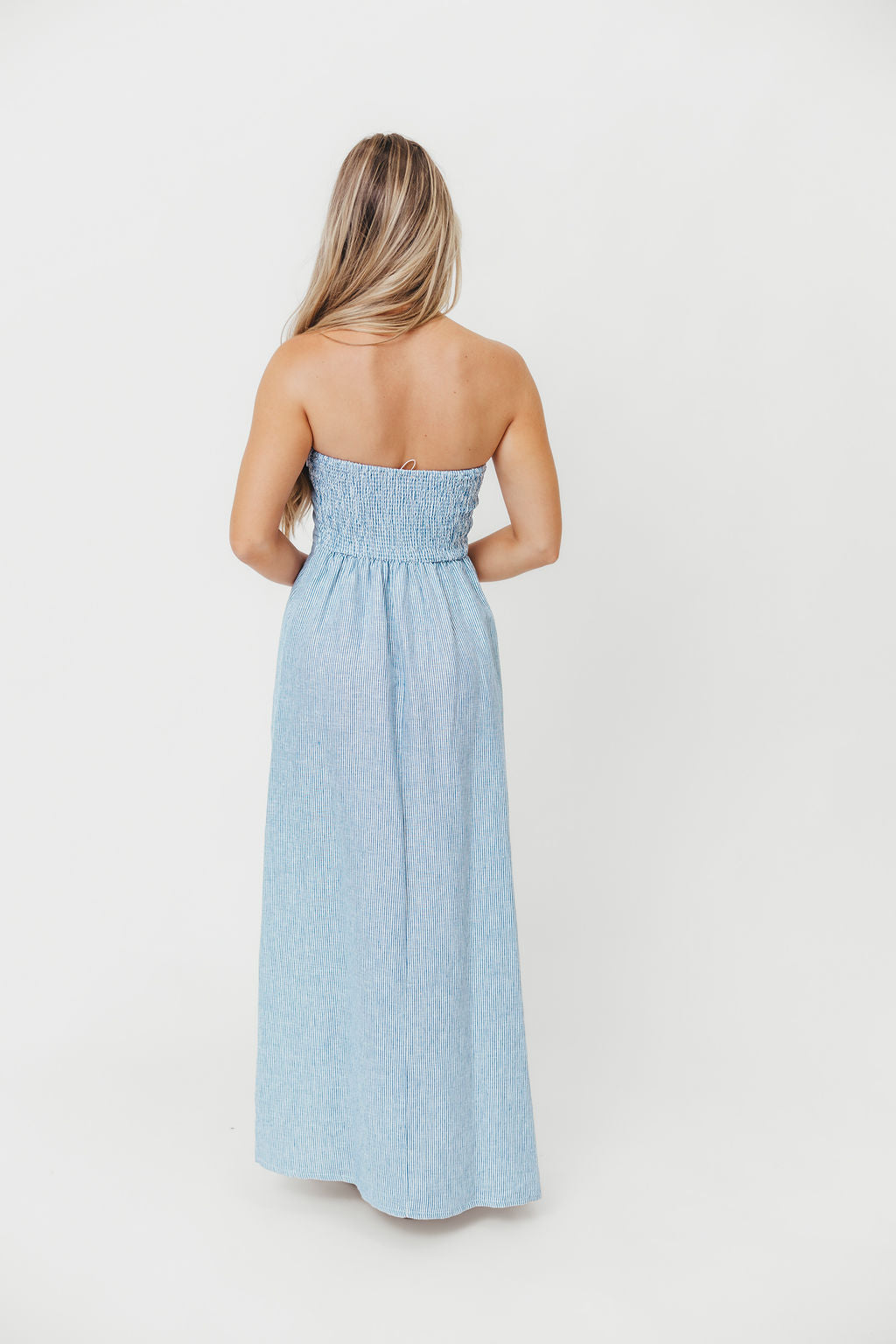 Milard 100% Linen Maxi Dress - Women's Denim Blue Flowy Long Dress for Summer | Beach, Vacation & Casual Outfit