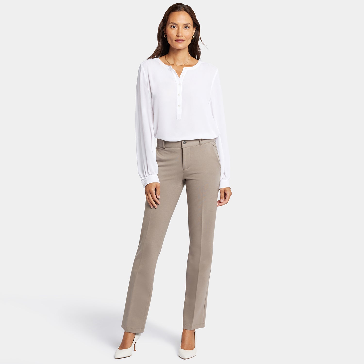 Classic Women's Petite Trouser Pants in Saddlewood - Comfortable Office Wear & Casual Business Attire for Professional Women