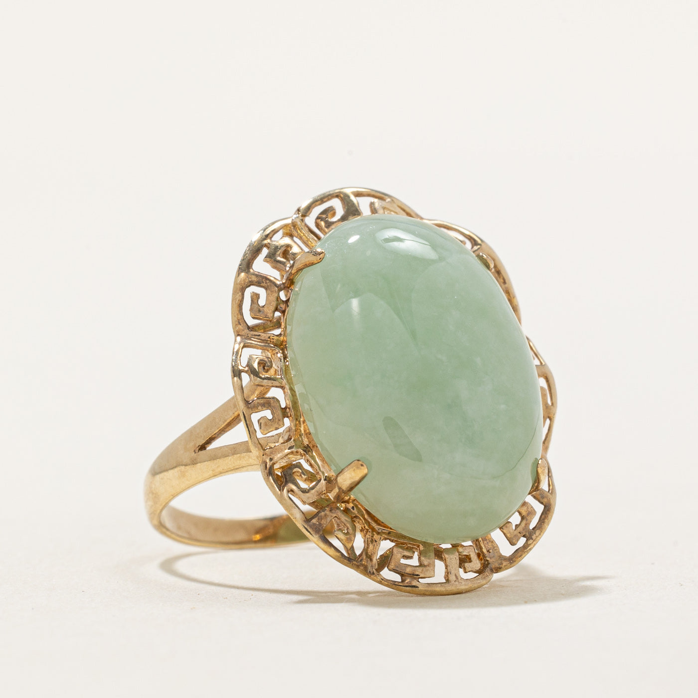 11.00ct Oval Cabochon Jade Cocktail Ring - Size 6.75 | Elegant Vintage Jewelry for Women | Perfect for Parties, Weddings & Special Occasions