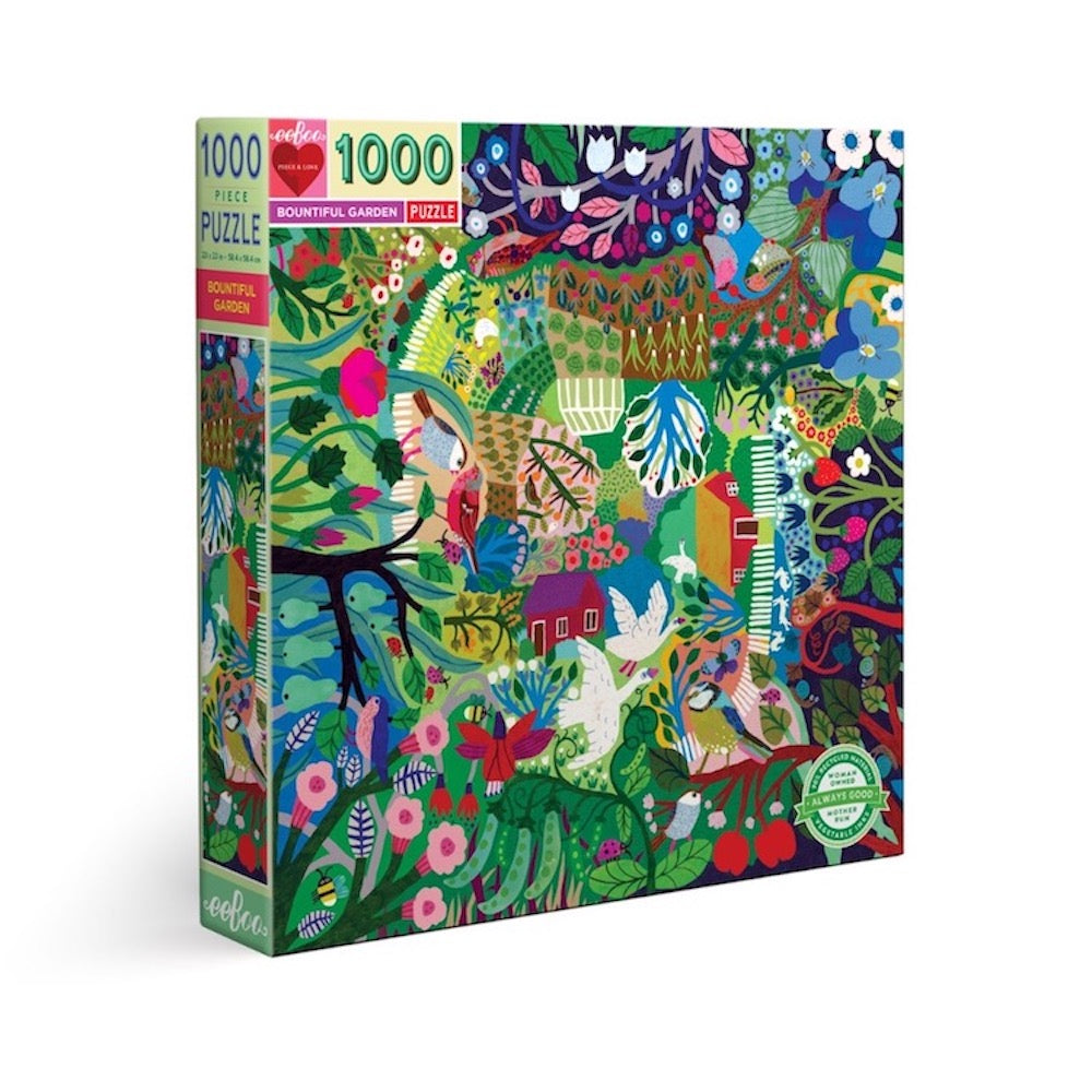 eeBoo Bountiful Garden 1000 Piece Jigsaw Puzzle for Adults & Families - Beautiful Floral Landscape Art for Home Decor, Game Night & Relaxation