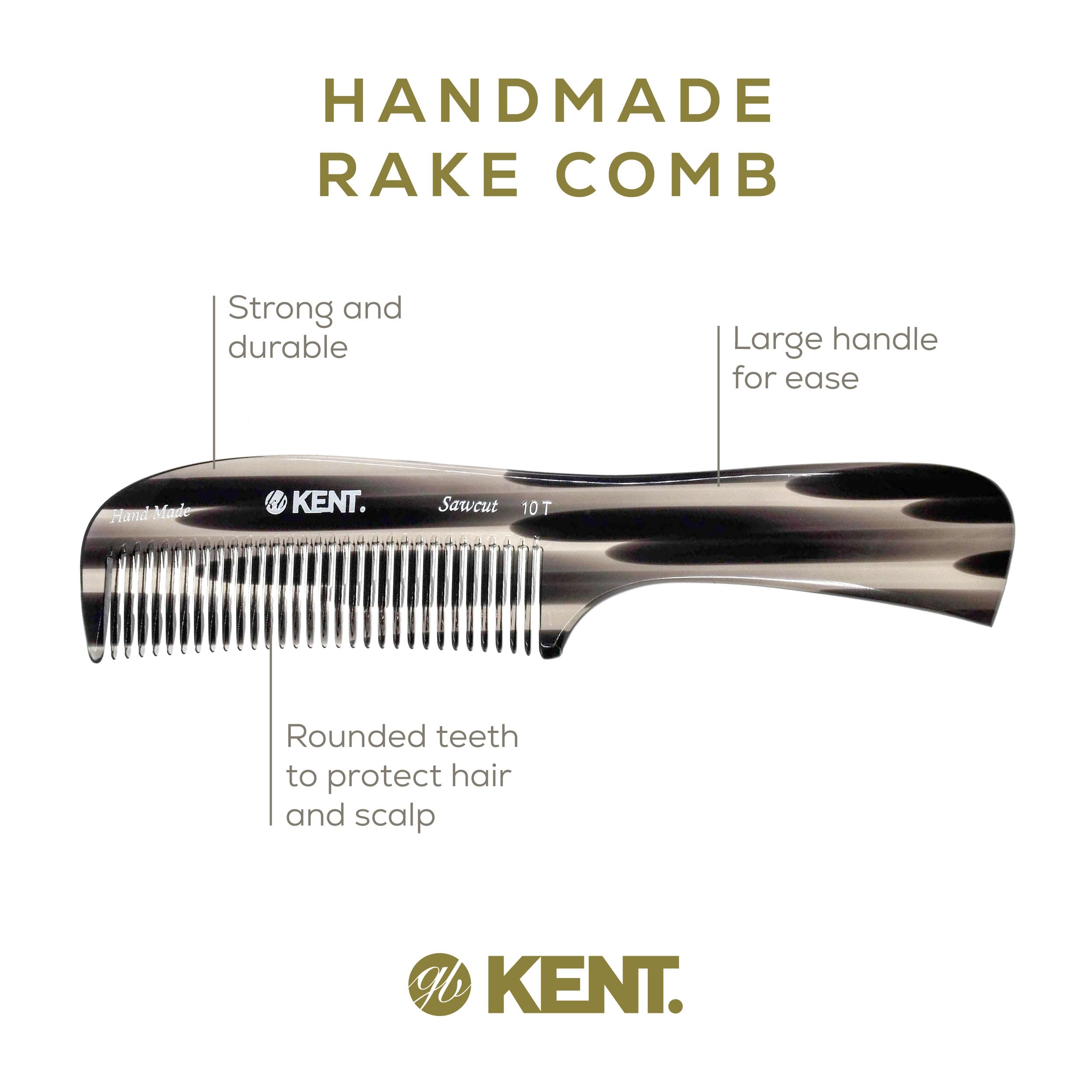 **Kent 10T Large Hair Detangler Comb for Curly & Thick Hair – Handmade Wide Tooth Comb for Wet & Dry Hair – Saw-Cut & Hand-Polished Detangling Rake Comb (Graphite) – Perfect for Salon, Travel & Home Use**