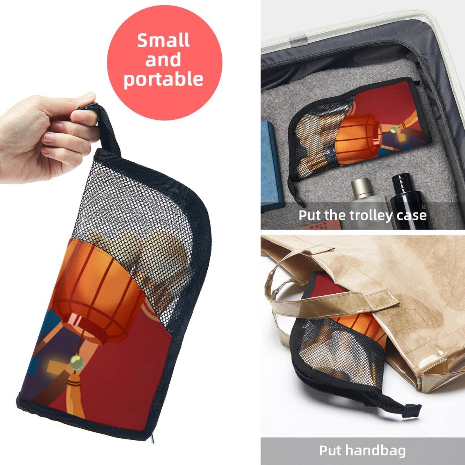 12-Piece Makeup Brush Organizer Bag Set with Traditional Lantern Design - Portable Cosmetic Brush Holder Case for Travel, Home Vanity & Professional Makeup Artists