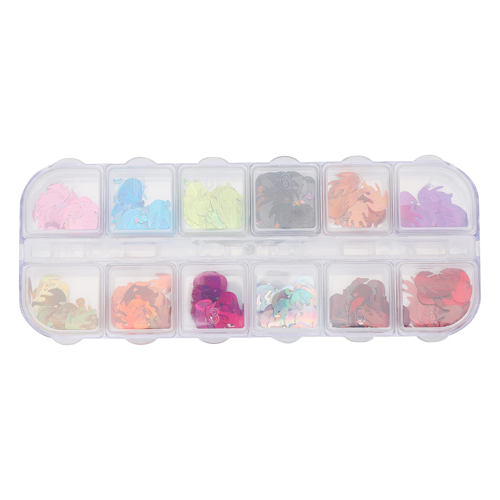 12Grids Flame Nail Art Stickers - Fire Shape Glitters & 3D Sequins for Nail Decoration | DIY Nail Art Decals, Laser Foils & Charms for Women | Perfect for Parties, Weddings & Special Occasions