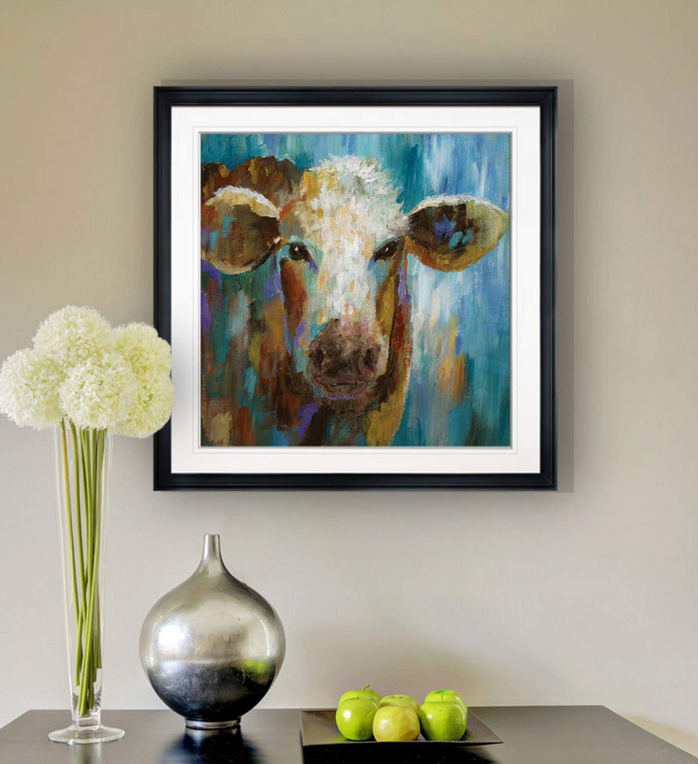 LuLu Belle Calf Painting - Premium Framed Animal Art for Nursery & Kids Room Decor - High Quality Giclee Canvas Print Ready to Hang - Perfect for Baby Shower Gifts & Children's Bedroom Wall Decor