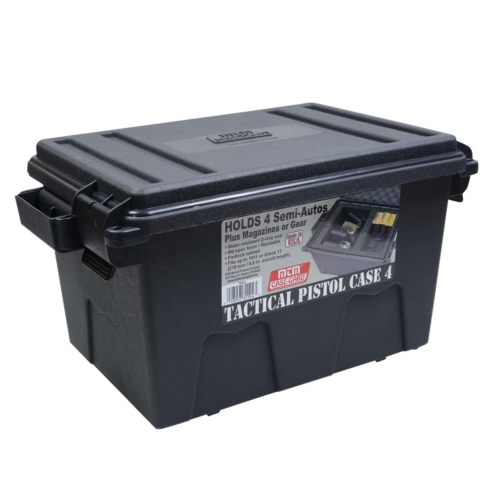 MTM Tactical Handgun Pistol Case - Durable Hard Shell Gun Storage for Pistols & Revolvers - Perfect for Range, Travel & Home Defense Use